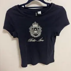 H&M Tシャツ クロップド丈 ネイビー 半袖のサムネイル