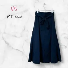 ミモレ丈 フレアスカート【上品】【きれいめ】Mサイズ ネイビー Aライン