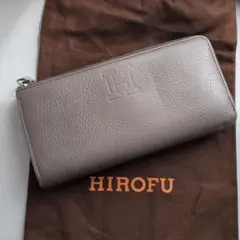 【美品】HIROFU レザー　長財布 L字ファスナー　グレージュ