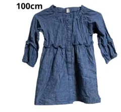 キッズ デニム風　シャツワンピース 110cm