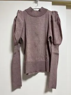 【美品】パフラメハイネックニット