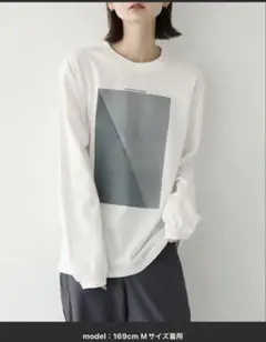 長袖 Tシャツ スクエアプリント ホワイトのサムネイル