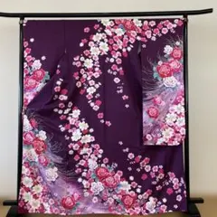 新品】振袖 深紫 満開の桜と梅 レトロモダン 豪華総柄 成人式 結婚式