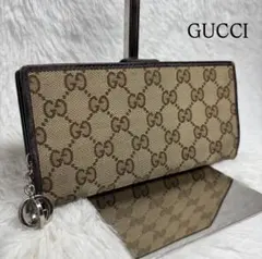✨美品✨ グッチ 長財布 インターロッキング GGキャンバス 二つ折り ブラウン