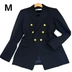 ZARA 金ボタン ダブル 紺ブレザー 美品 M