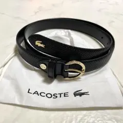 美品♪LACOSTE ラコステ ベルト ブラック エンボス加工 袋付き 黒