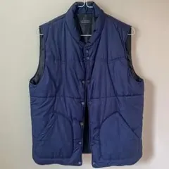 ナノユニバース 中綿ダウン ベスト L ネイビー ボタン欠損あり メンズ 訳あり