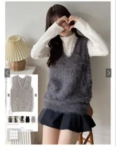 GRLフェザーニットVネックベスト