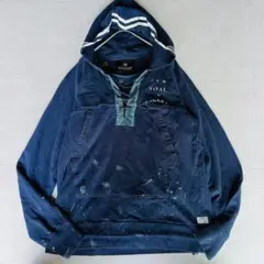 SCOTCH&SODA ナバル ペイント加工 フーデッドパーカー ネイビー Lのサムネイル