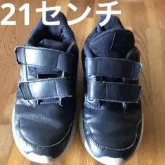 adidas スニーカー 黒/青/オレンジ ベルクロ　21センチ