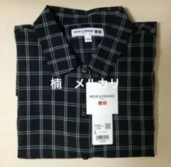 【新品・未使用】ユニクロ イネス コットンシアーチェックシャツ ブラック Lのサムネイル