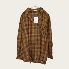 マッシュツリー シャツ オープンカラー 長袖 チェック M 黄 綿 デイリーのサムネイル