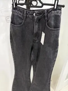 ダークグレー フレアデニムパンツ XS