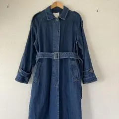 ◆ H&M デニムトレンチコート ロングコート ベルト インディゴ エポーレットのサムネイル
