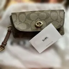 COACH フラワー ターンロック チェーン ショルダーバッグ 2way ポーチ 