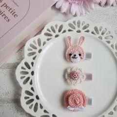 ୨୧ヘアクリップセットD-11୨୧ベビー&キッズ⑅﻿ハンドメイド⑅﻿