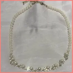 【美品】パールラインストーン　クラシカルネックレス　結婚式　パーティー　同窓会