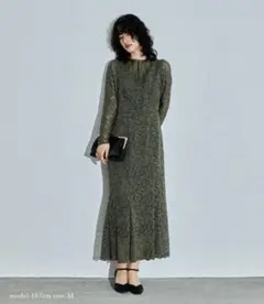 マットレースカシュクールマーメイドドレス パーティードレス　niana カーキ