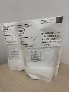 未開封　無印良品 汗のにおいを抑える太番手抗菌防臭Tシャツ 白　2枚セット Lのサムネイル