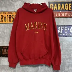ふ*ん様 90s SOFFE パーカー L レッド MARINE ミリタリー U