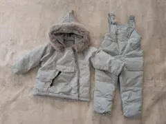 キッズダウンコート＋サロペット2点セット　ライトブルー