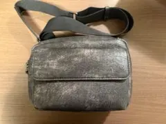 ZARA ヴィンテージ加工 レザーショルダーバッグ グレーのサムネイル