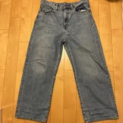 ライトブルーデニムワイドレッグパンツ