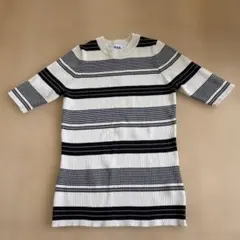 AZUL by MOUSSY ストライプ五分袖トップス