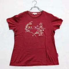 ミチコロンドンジーンズ 半袖Tシャツ レッド 【L】 春夏　花柄ロゴ 人気 綿のサムネイル