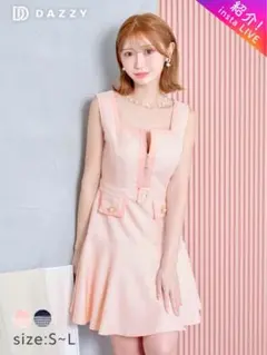 DAZZY ギンガムチェック フロントジップ ノースリーブ キャバドレス