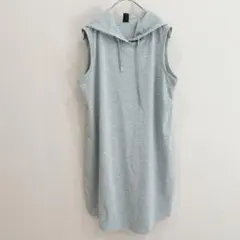 シーイン ノースリーブ フーディ S チュニック ワンピース グレー