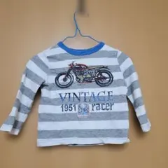 ストライプ柄 長袖カットソー バイクデザイン