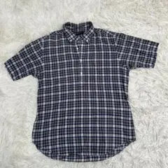 ✨ BEAUTY&YOUTH ハーフボタン　チェック柄　半袖シャツ　ネイビー