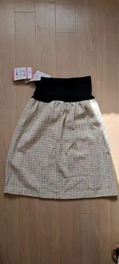 フレアスカート ベージュと黒格子柄　Mサイズ