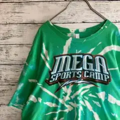 古着 キャンバス Tシャツ メガスポーツキャンプ ブリーチ タイダイ 緑 XL