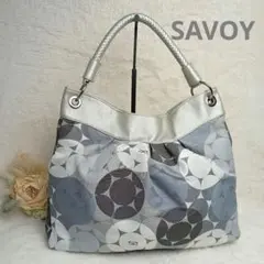 【SAVOY】ワンショルダーバック 幾何学模様 シルバー A4収納可能のサムネイル