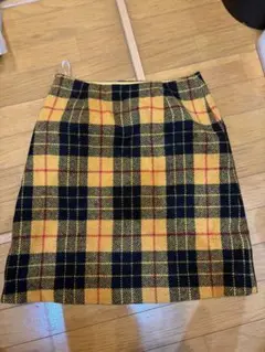マッキントッシュ×ハリスツイード チェック ウールスカート イエロー　サイズ36