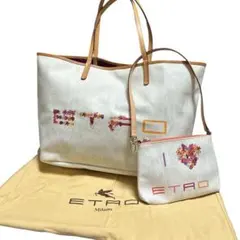 ETRO エトロ ペイズリー フラワー ロゴ PVC素材 トートバッグ ポーチ付のサムネイル