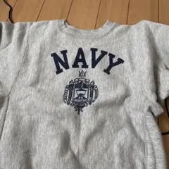 Champion グレー Navyロゴ スウェット X-Small