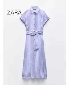 ZARA ストライプ 半袖シャツワンピース