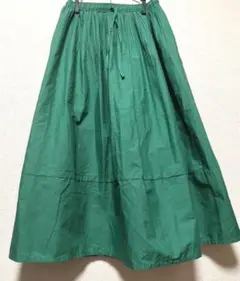 ショコラフィネローブ Ｆ フレア ロン グスカート グリーン ゴム 紐