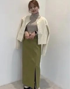 フリーズマート　フェイクレザーフロントスリットナロースカート