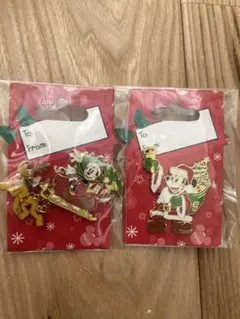 wdw ディズニー　ミッキー　プルート　クリスマス　ピンバッジ
