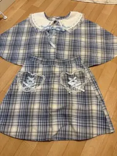 眞白ありすコラボ商品　チェック柄フリル襟スカートセット