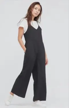 ユニクロ　リネンブレンドキャミソールサロペット　ワイドパンツ　レイヤード　Ｌ
