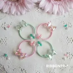 ୨୧キラキラりぼんセットE୨୧ヘアゴム⑅﻿ベビー&キッズ⑅﻿ハンドメイド⑅﻿
