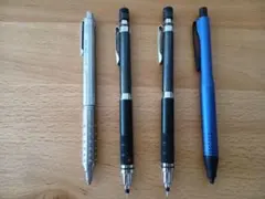 シャープペンシル 0.5mm シルバー・黒・青 4本セット