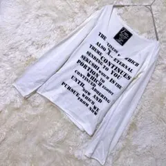 エゴイスト 【M】Tシャツ 長袖 Vネック 白 テキストプリント