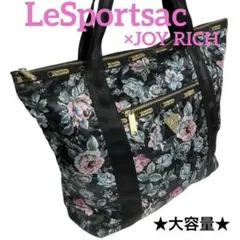 ★Lesportsacレスポートサック★トートバッグ 大容量★ A4可 花柄 黒