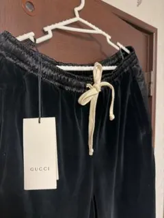 GUCCI ブラック ベルベット ジョガーパンツ L
